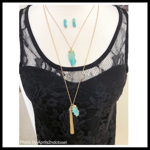 BANSRI AGATE STONE TASSEL NECKLACE EARRINGS SET - Picture 6 of 8